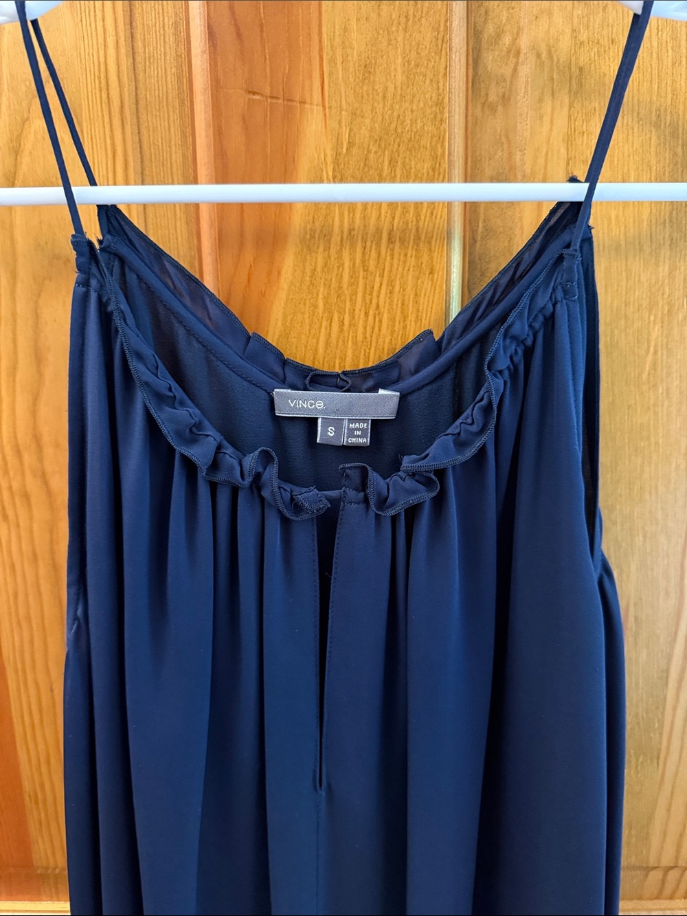 Vince Navy Ruffle-Trim Maxi Dress